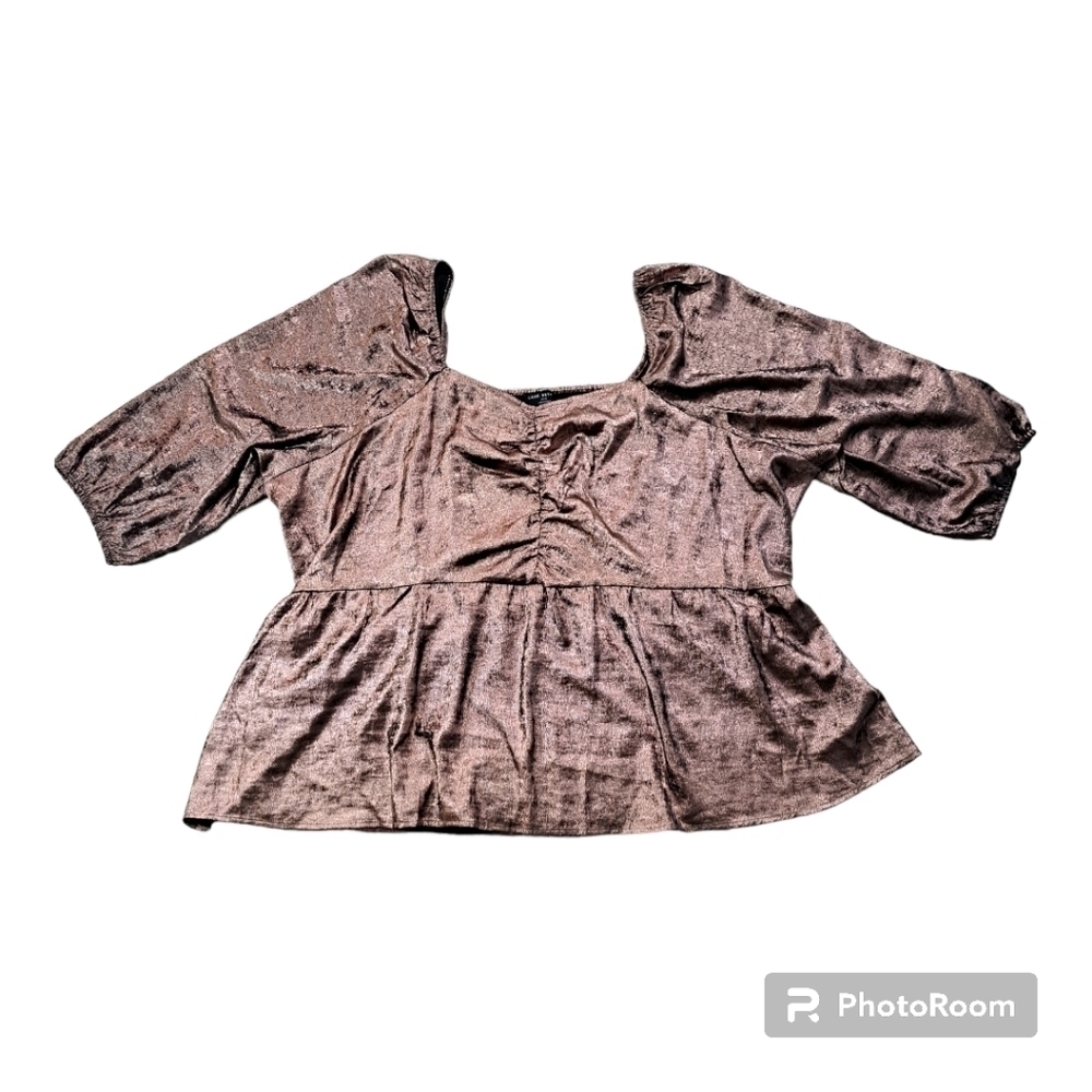 Lane Bryant Classic Square-Neck Shimmering Metallic Pink Top Size 30/32